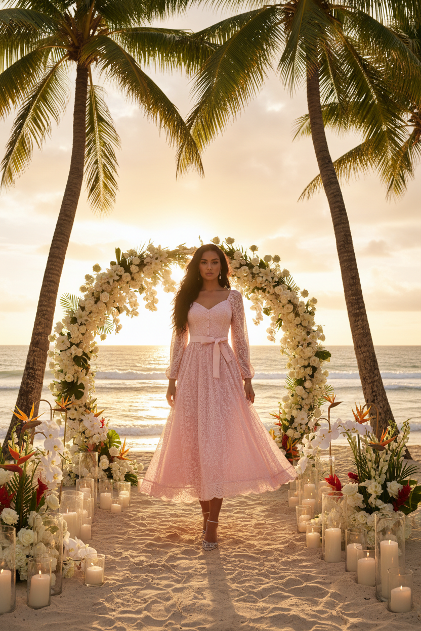 ALOHI LACE Rose — Mariage en bord de plage