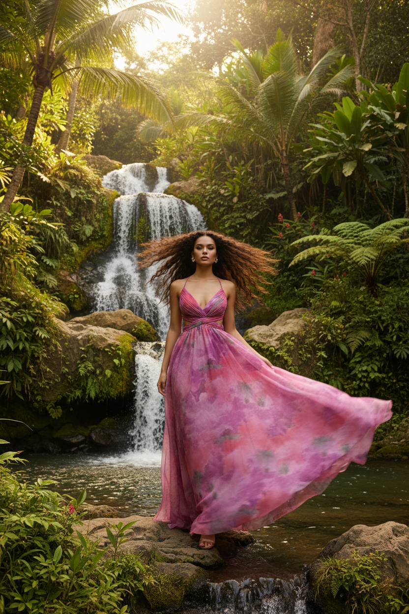ALOHI — Robe rose cascade