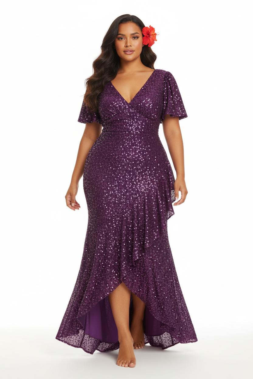 ALOHI SEQUIN Violet - Polynésienne en mouvement