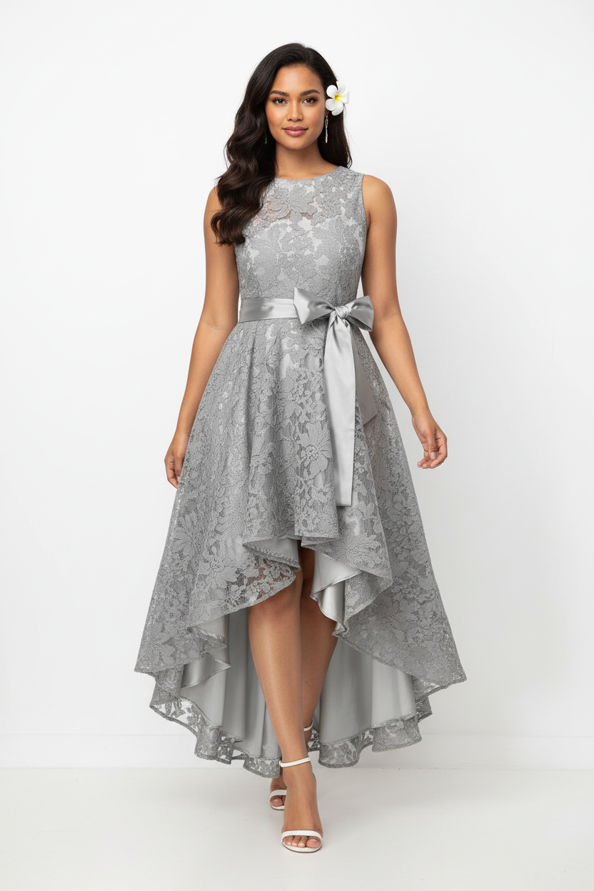 ALOHI WEDDING - Gris argenté - Modèle polynésienne fond blanc