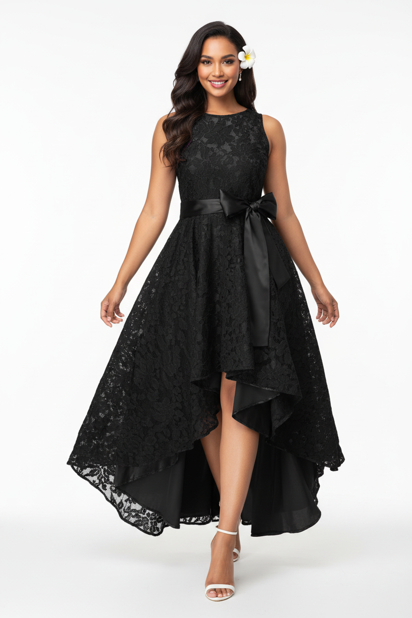 ALOHI WEDDING - Noir - Modèle polynésienne fond blanc