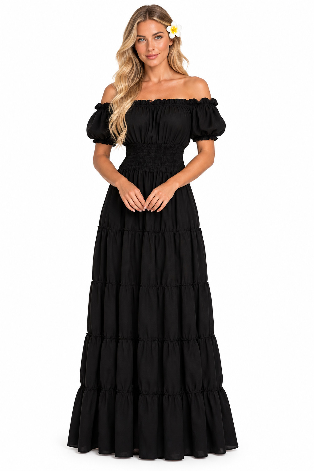 Blonde - Robe noire fond blanc