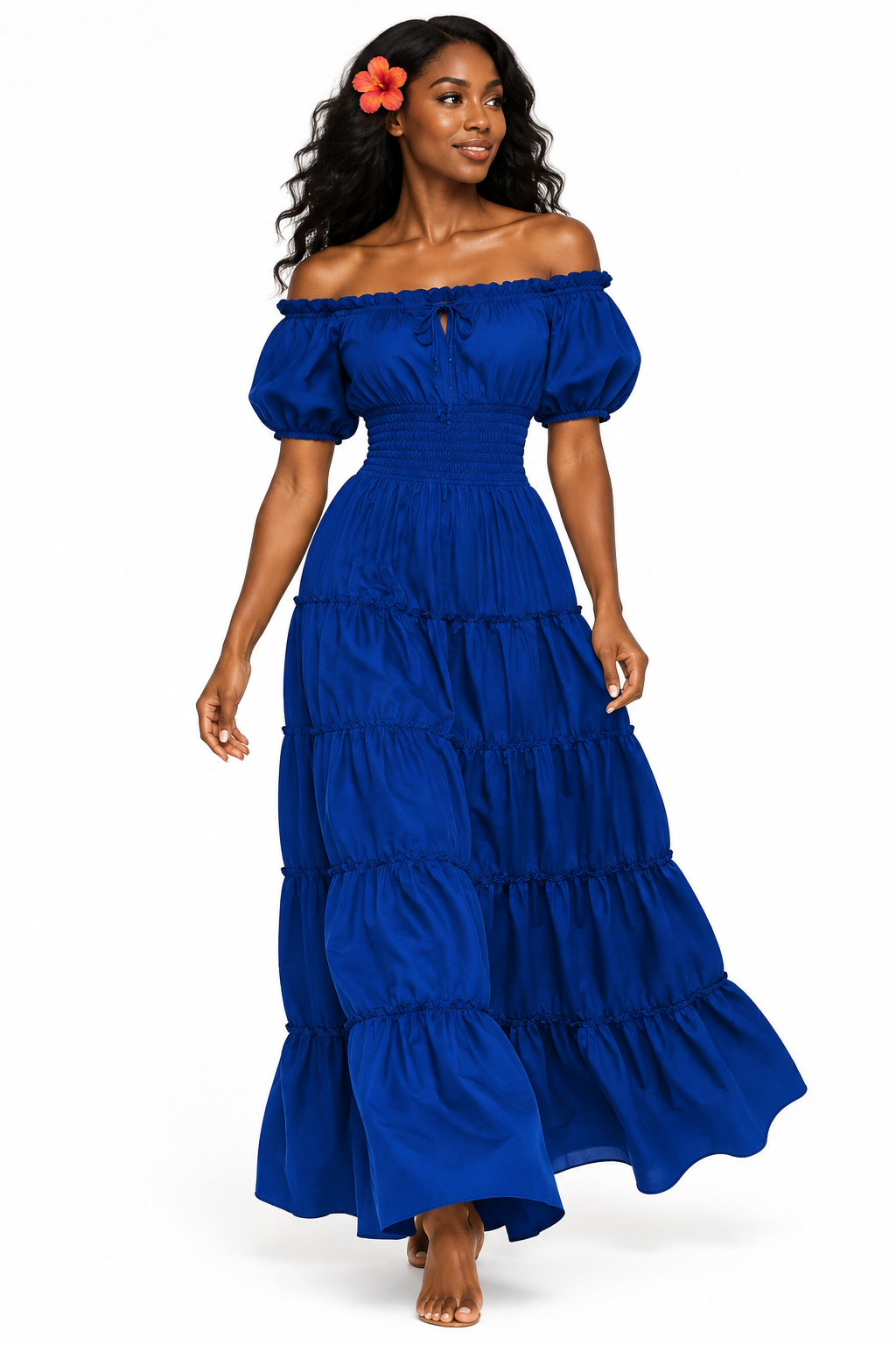 Femme Black - Robe bleue royale en mouvement