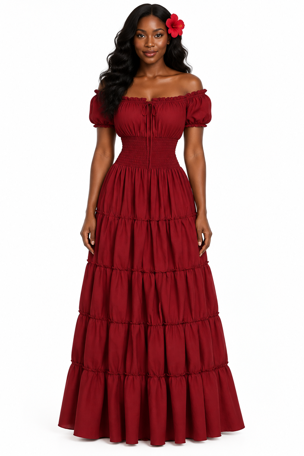 Femme Black - Robe rouge bordeaux fond blanc
