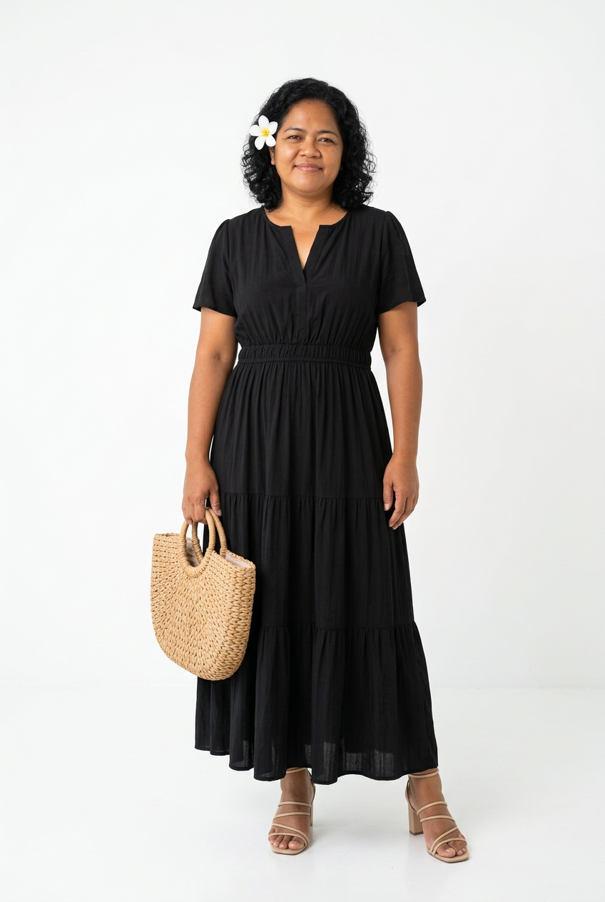 Robe Maxi Noire – Calinda sans lunettes