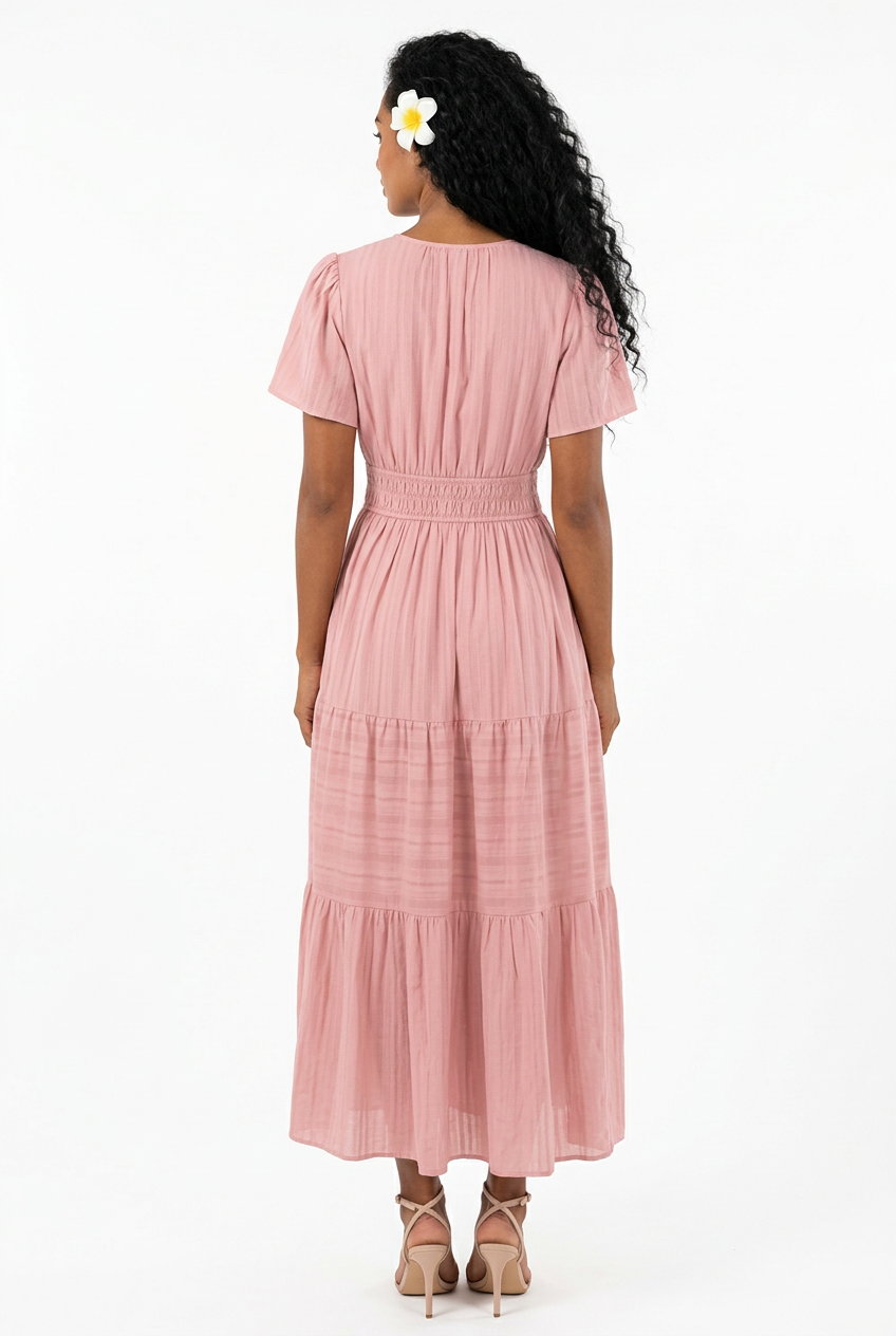 Robe Maxi – Vue de dos Femme Polynésienne