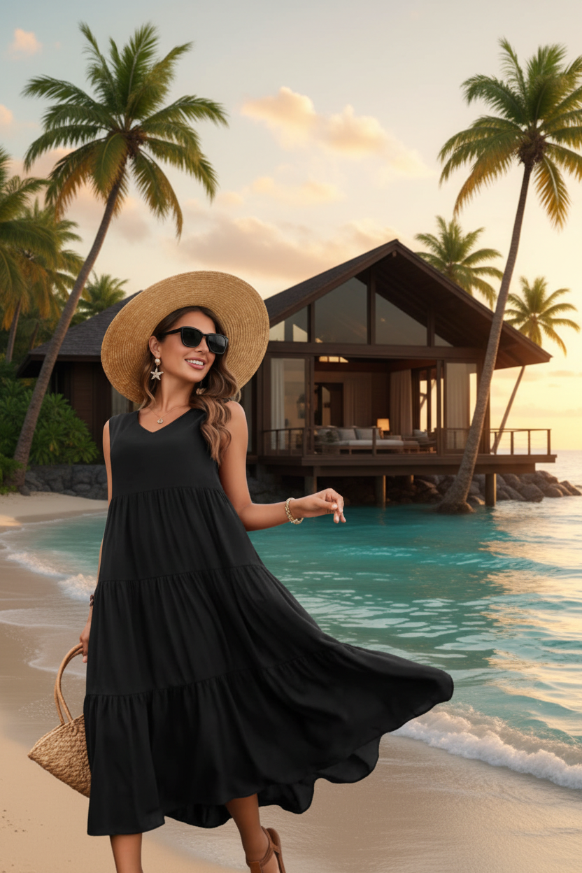 Robe noire - Maison bord de mer