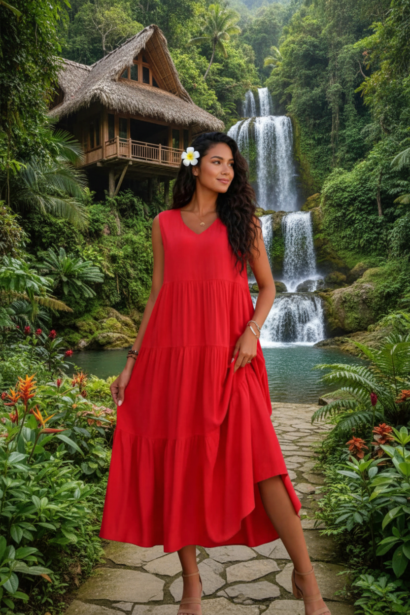 Robe rouge - Maison cascade
